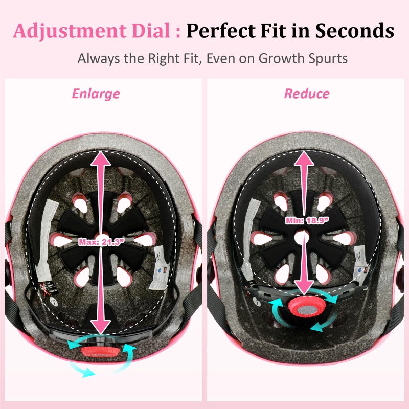 KAMUGO Kids Adjustable Helmet, Suitable for Toddler Kids Ages 2-8 Boys Girls, Multi-Sport Safety Cycling Skating Scooter Helmet (Pink, Small) - Image 5